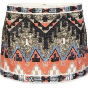 All Saints Aztec Sequins Mini Skirt Y2K